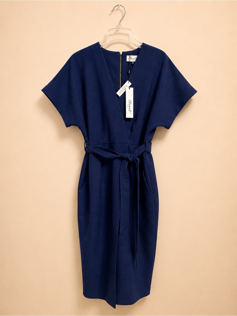 ASOS Elegant Navy Blue Kimono Wrap Dress